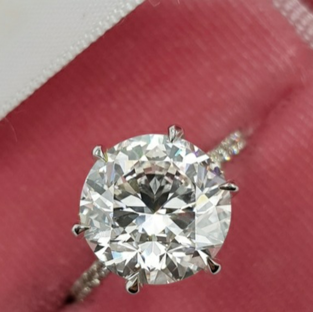 5.48 CT ROUND MOISSANITE BRILLIANT MICROPAVE SIDE STONES Size 6